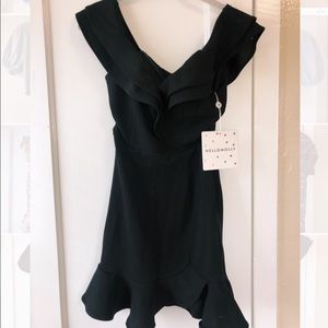 Black off the shoulder cocktail dress